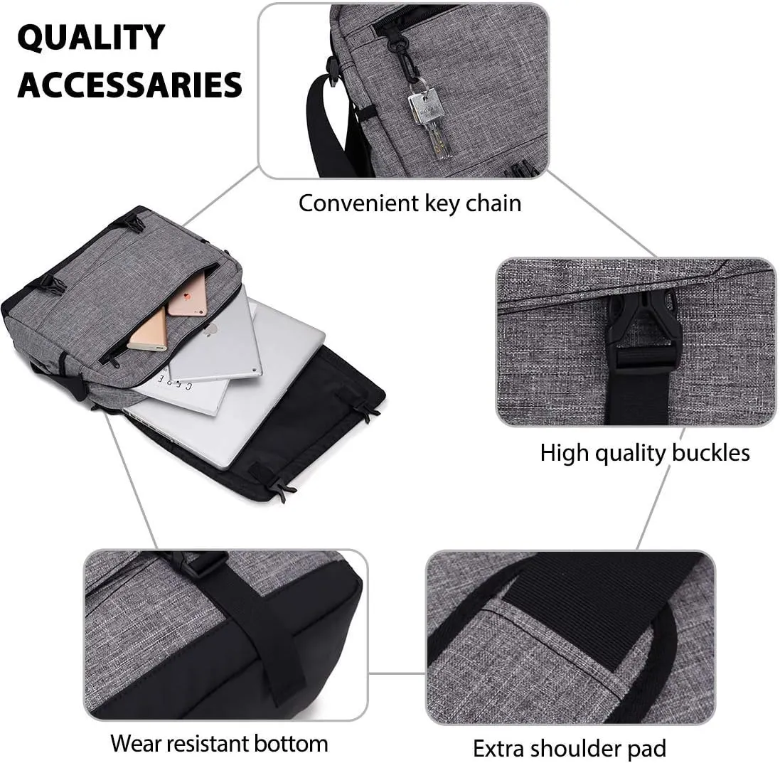 Messenger Bag for Men, Lightweight Water Resistant 15.6 In Laptop Bag Business Office Satchel Shoulder Bag