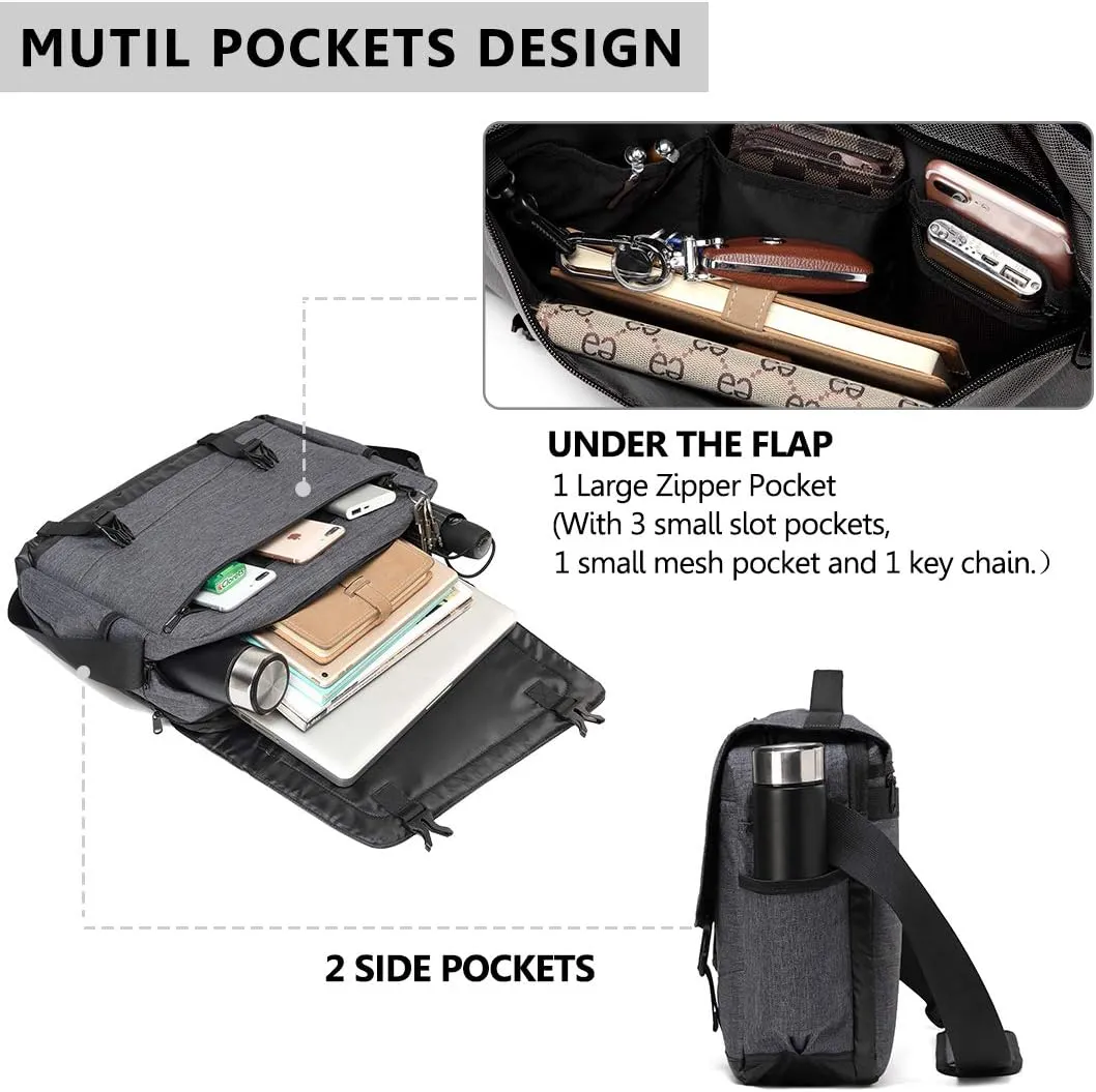 Messenger Bag for Men, Lightweight Water Resistant 15.6 In Laptop Bag Business Office Satchel Shoulder Bag