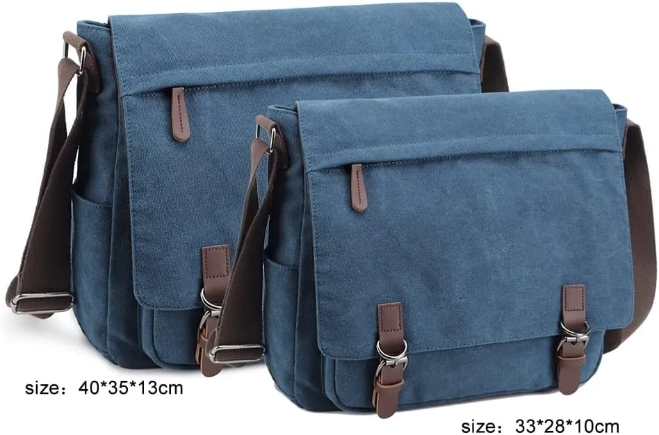 Messenger Bag for Men Retro, Canvas Satchel casual Briefcases Laptop Bag fit 13.3 15.6 Inch