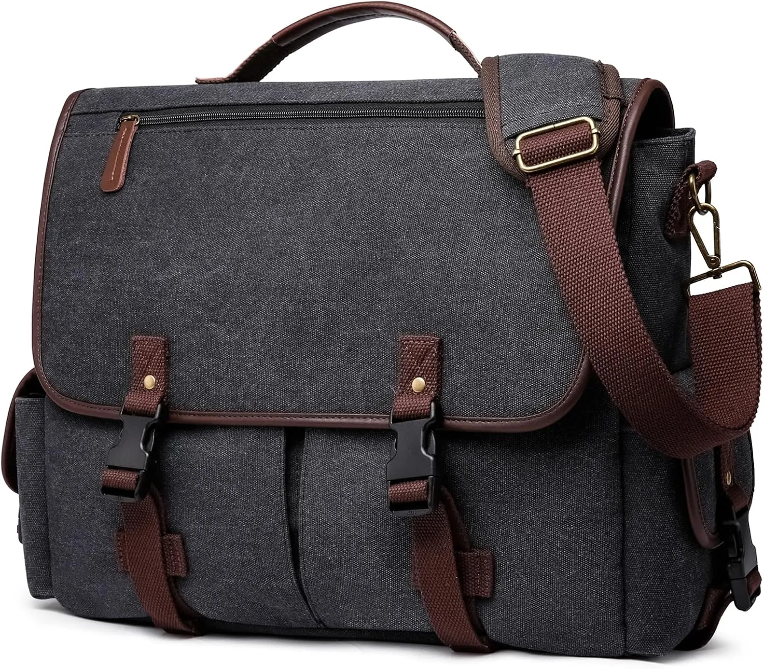 Messenger Bag for Men Women 15.6 Inch Laptop Bag Canvas Water-resistant Computer Shoulder Bag Work Briefcase Bookbag for