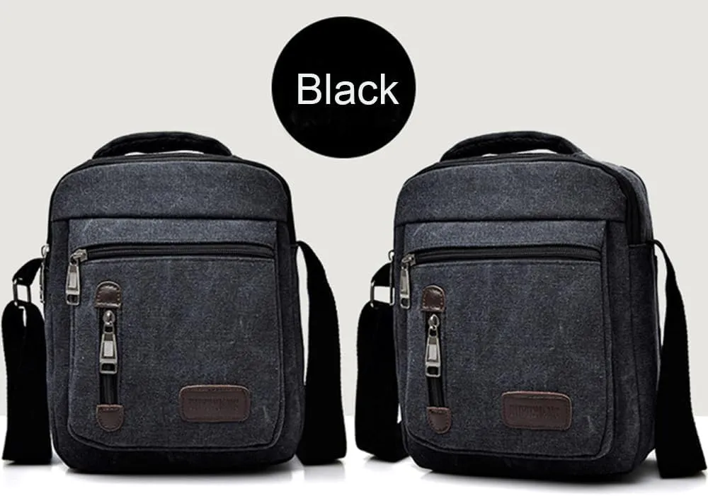Messenger bag for Men Women, Vintage Canvas Crossbody Bag Shoulder Bag Multi Pocket Purse, Small Messenger Satchel Bag Travel