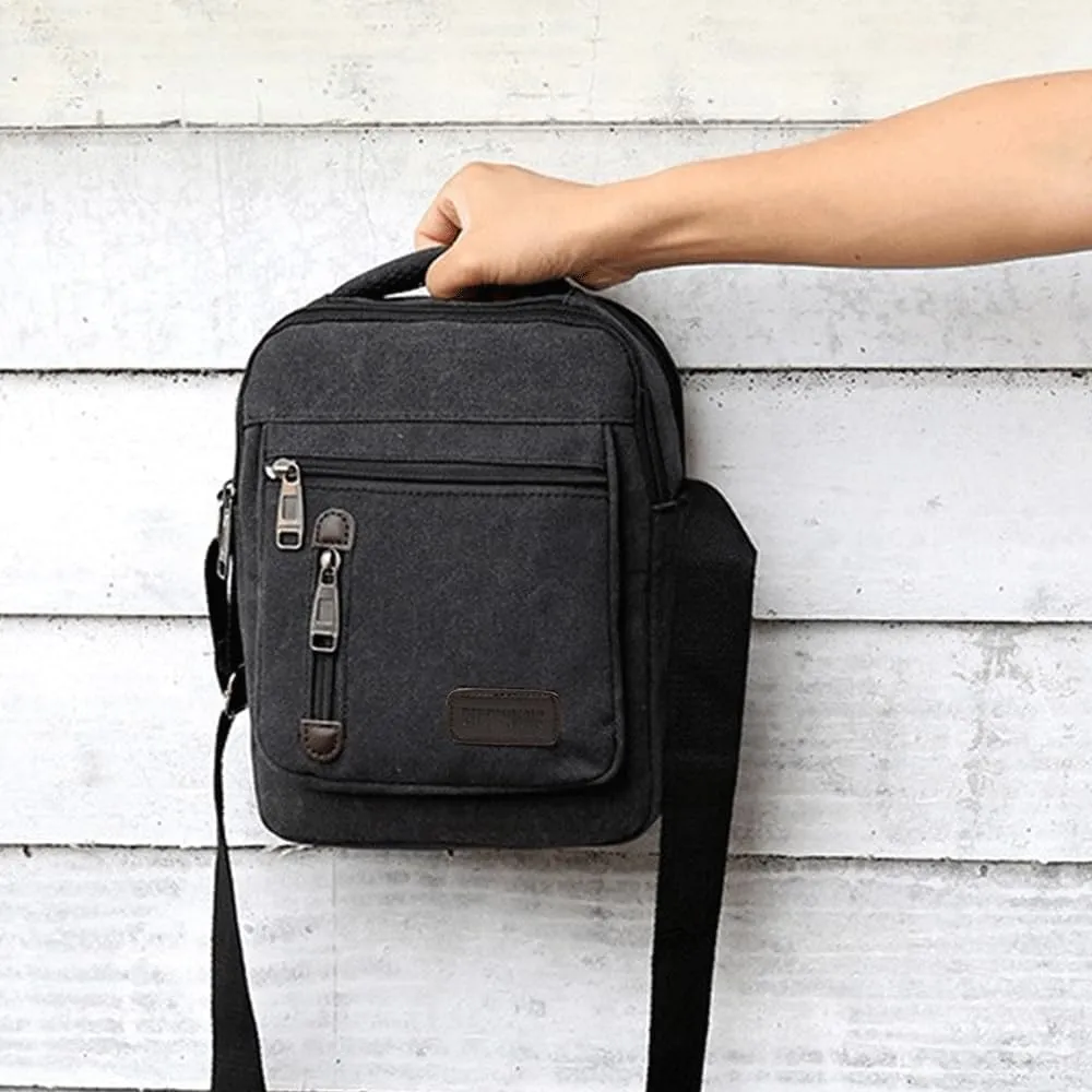 Messenger bag for Men Women, Vintage Canvas Crossbody Bag Shoulder Bag Multi Pocket Purse, Small Messenger Satchel Bag Travel