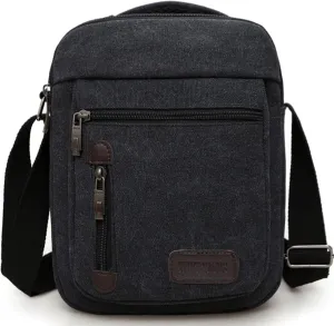 Messenger bag for Men Women, Vintage Canvas Crossbody Bag Shoulder Bag Multi Pocket Purse, Small Messenger Satchel Bag Travel