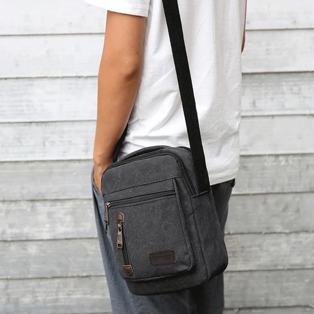 Messenger bag for Men Women, Vintage Canvas Crossbody Bag Shoulder Bag Multi Pocket Purse, Small Messenger Satchel Bag Travel