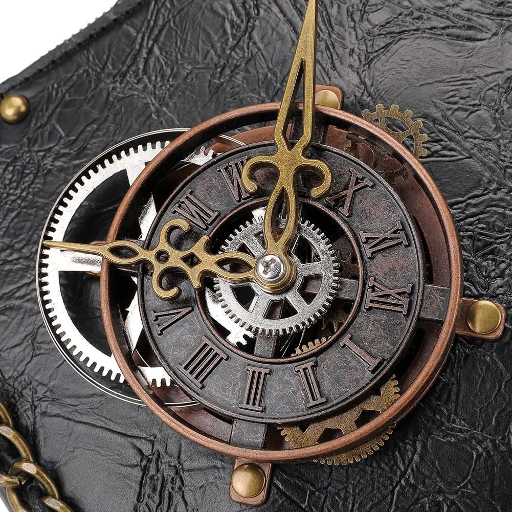 Messenger Bag Leather Retro Briefcase Steampunk Crossbody Shoulder Purse Satchel for Women Lolita Gothic Costume Accessory