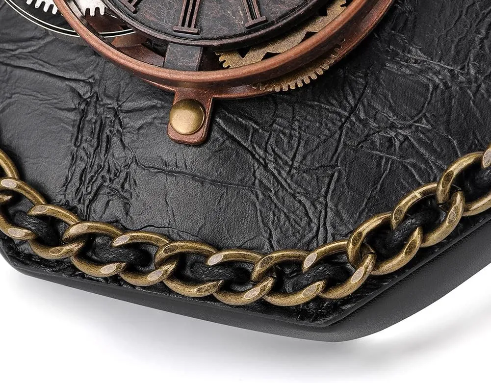 Messenger Bag Leather Retro Briefcase Steampunk Crossbody Shoulder Purse Satchel for Women Lolita Gothic Costume Accessory