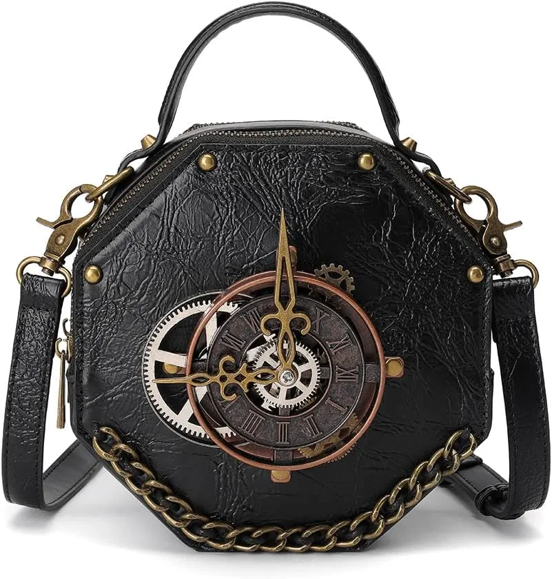 Messenger Bag Leather Retro Briefcase Steampunk Crossbody Shoulder Purse Satchel for Women Lolita Gothic Costume Accessory