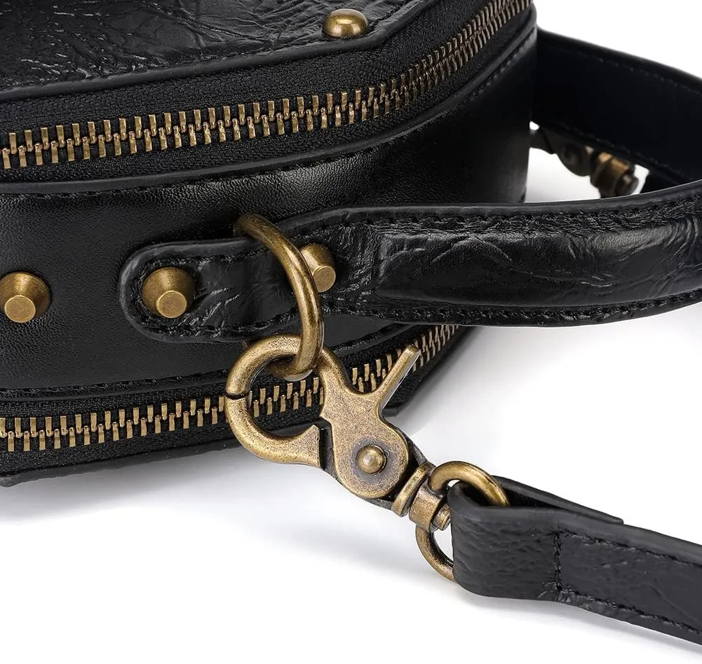 Messenger Bag Leather Retro Briefcase Steampunk Crossbody Shoulder Purse Satchel for Women Lolita Gothic Costume Accessory