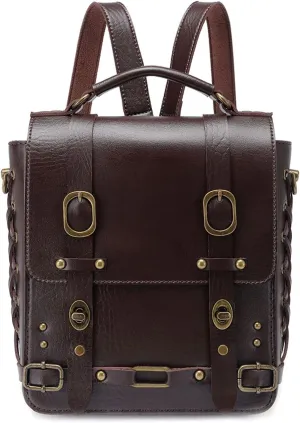 Messenger Bag Leather Retro Briefcase Steampunk Crossbody Shoulder Purse Satchel for Women Lolita Gothic Costume Accessory