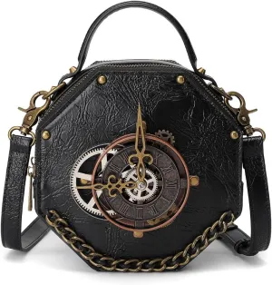 Messenger Bag Leather Retro Briefcase Steampunk Crossbody Shoulder Purse Satchel for Women Lolita Gothic Costume Accessory