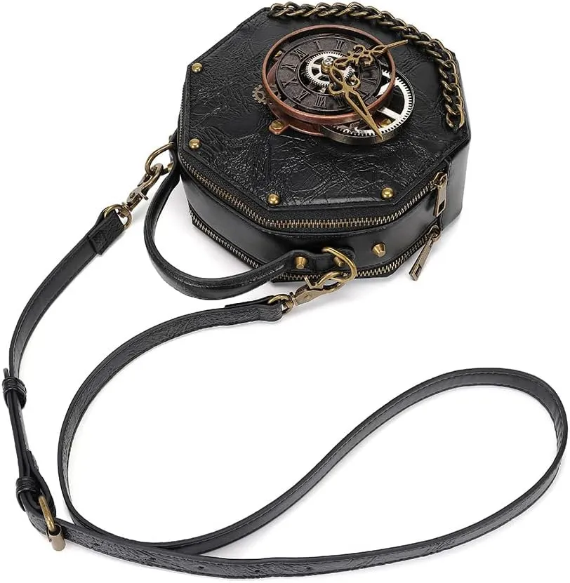 Messenger Bag Leather Retro Briefcase Steampunk Crossbody Shoulder Purse Satchel for Women Lolita Gothic Costume Accessory