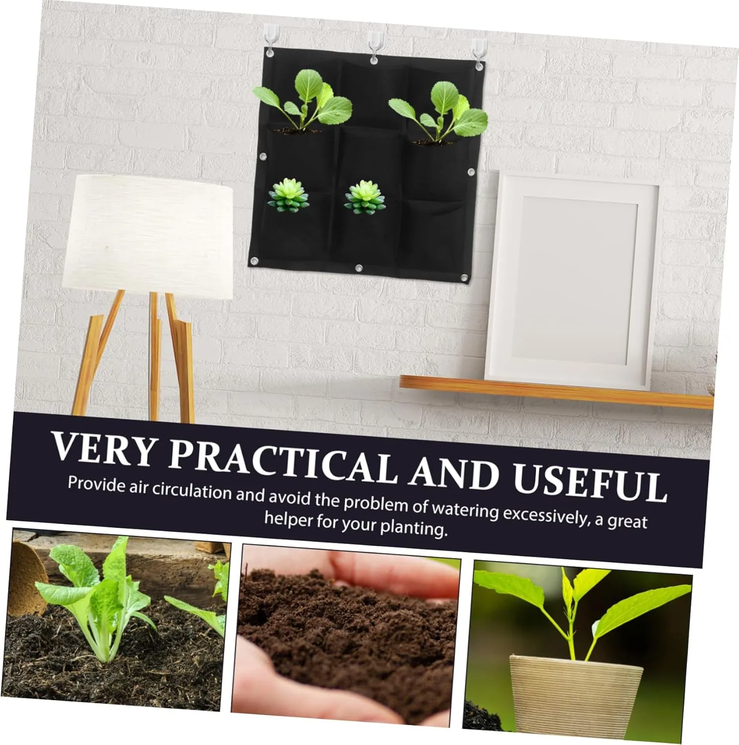 Milisten 3pcs Multi Pocket Planting Pouch Durable Wall Hanging Felt Planter Bag for Gardening Design with Excellent Air Permeability for Vegetables Succulents