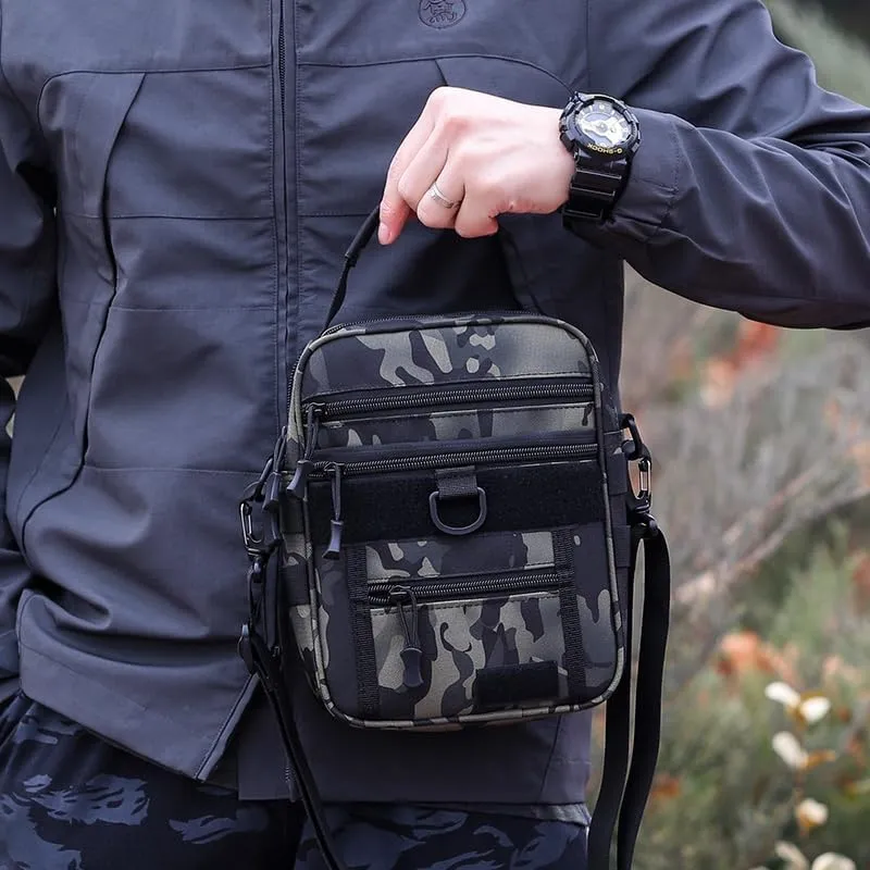 Military Tactical Shoulder Bag Outdoor Sling Backpack Military Sport Concealed Carry for Range Travel Hiking (Black)
