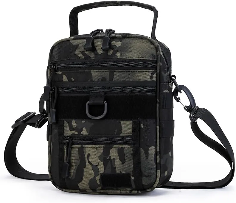 Military Tactical Shoulder Bag Outdoor Sling Backpack Military Sport Concealed Carry for Range Travel Hiking (Black)
