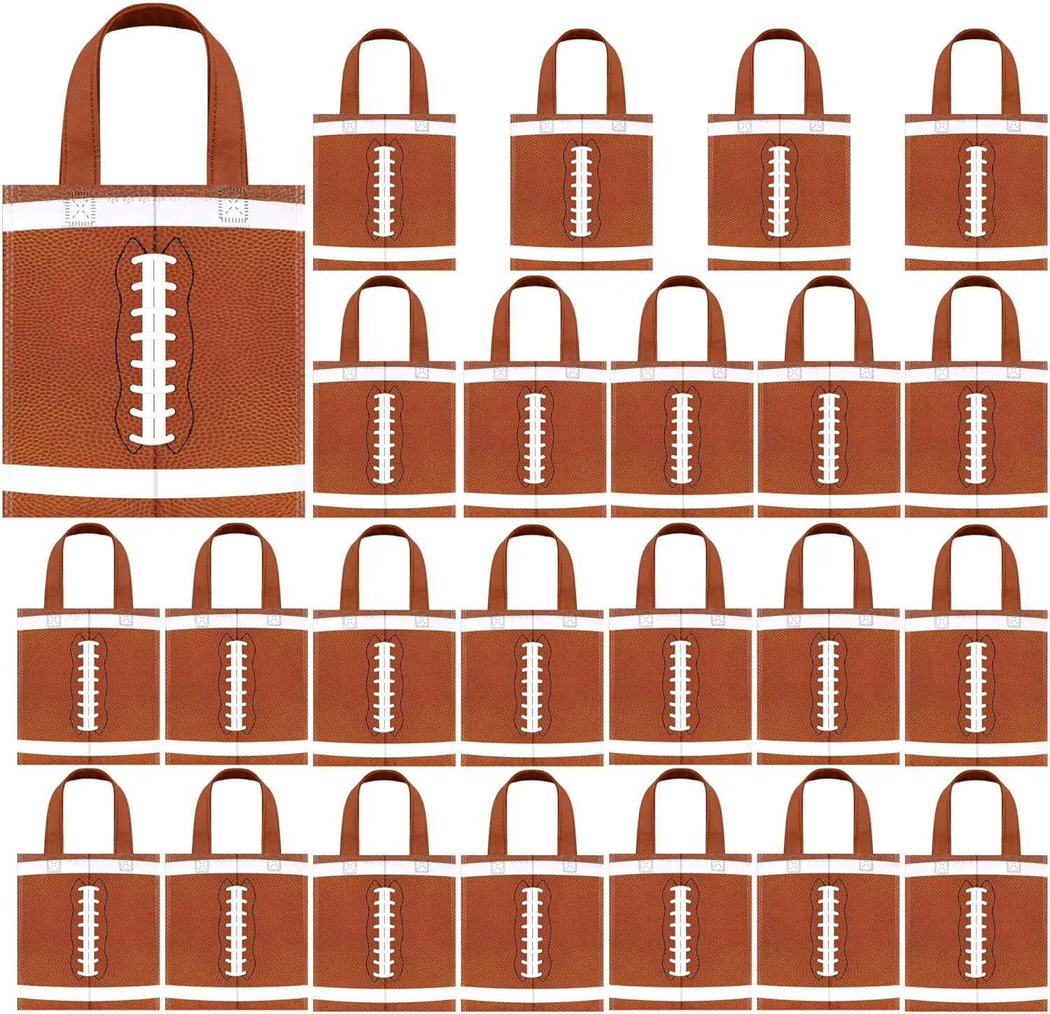 Mimind 24-Piece Football Non-Woven Party Favor Bags with Handles - 7.8 x 7.8 Inch, Perfect for Sports Theme Parties, Birthdays, Superbowl Decorations