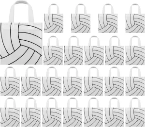 MIMIND 24 Pieces Volleyball Non-Woven Party Favor Bags with Handles 7.8 x 7.8 Inch Volleyball Party Favor Bags Goodie Treat Candy Bags for Sports Theme Party Baby Shower Birthday