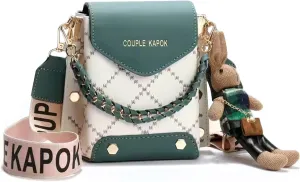 Mini Cute Leather Crossbody Bags for Women,Plaid Cell Phone Shoulder Purses for Women with Hand Carry