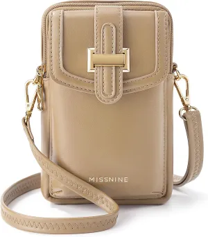 Missnine Small Crossbody Bags for Women Vegan Leather Cell Phone Purses Trendy RFID Wallet Purses with Adjustable Strap