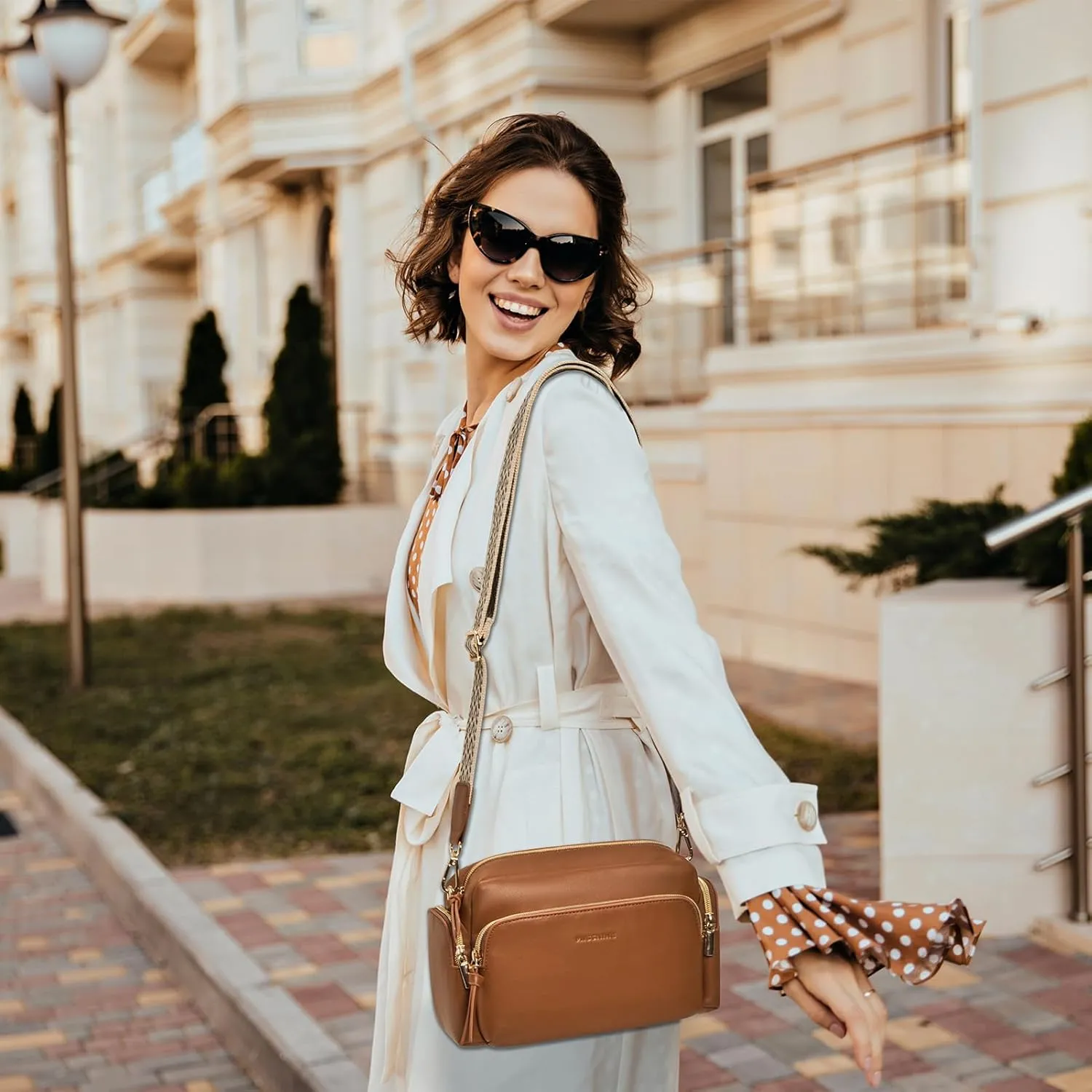 Missnine Small Crossbody Purse Women Quilted Crossbody Bags Soft Leather Shoulder Handbags with Adjustable Strap