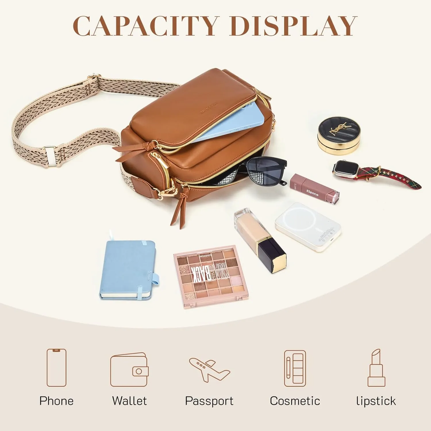 Missnine Small Crossbody Purse Women Quilted Crossbody Bags Soft Leather Shoulder Handbags with Adjustable Strap