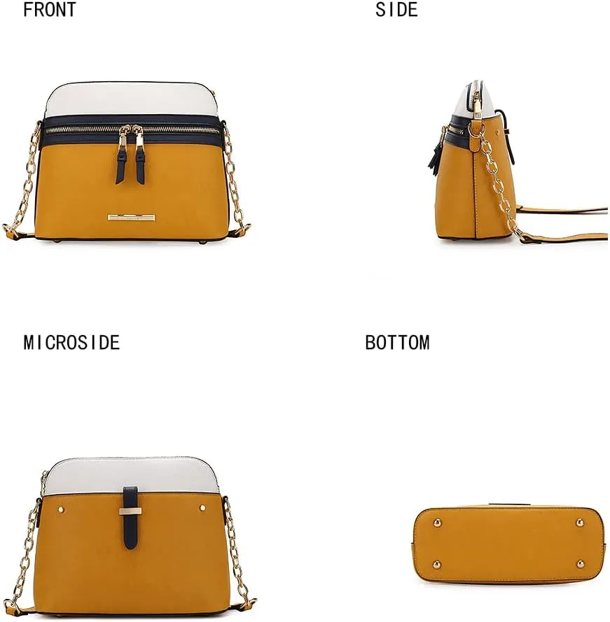 MKF Collection Crossbody Bag for Women, Vegan Leather Multi Pocket Messenger Purse, Shoulder Bag By Mia K