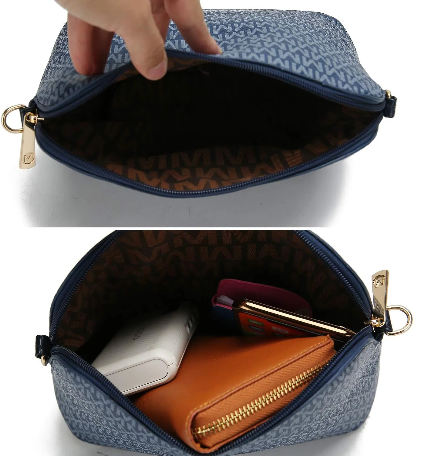 MKF Collection Shoulder Bag for Women, Crossbody Purse & Wristlet: PU Leather Satchel Pocketbook 3 PCs Handbag Set
