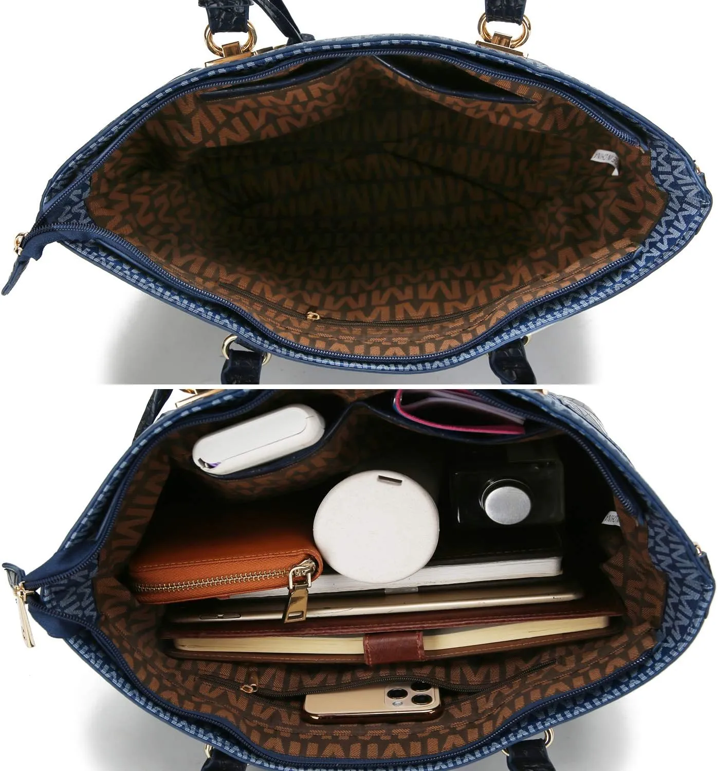 MKF Collection Shoulder Bag for Women, Crossbody Purse & Wristlet: PU Leather Satchel Pocketbook 3 PCs Handbag Set