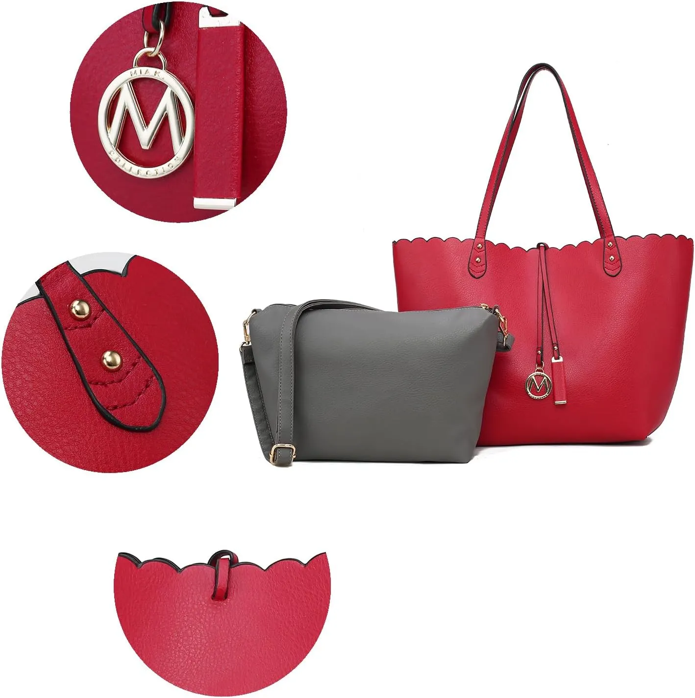 MKF Collection Sopper Tote Bag for Women & Crossbody Purse Set, Vegan Leather Shoulder bag adjustable Strap Handbag By Mia K