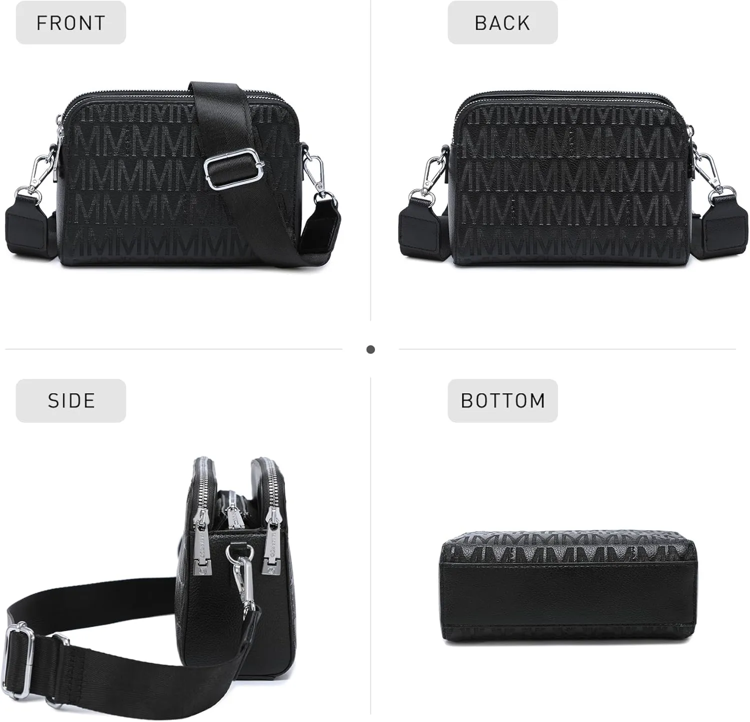 MKP COLLECTION Crossbody Bags for Women Small Shoulder Purses with Adjustable Wide Strap, Triple Zip Design