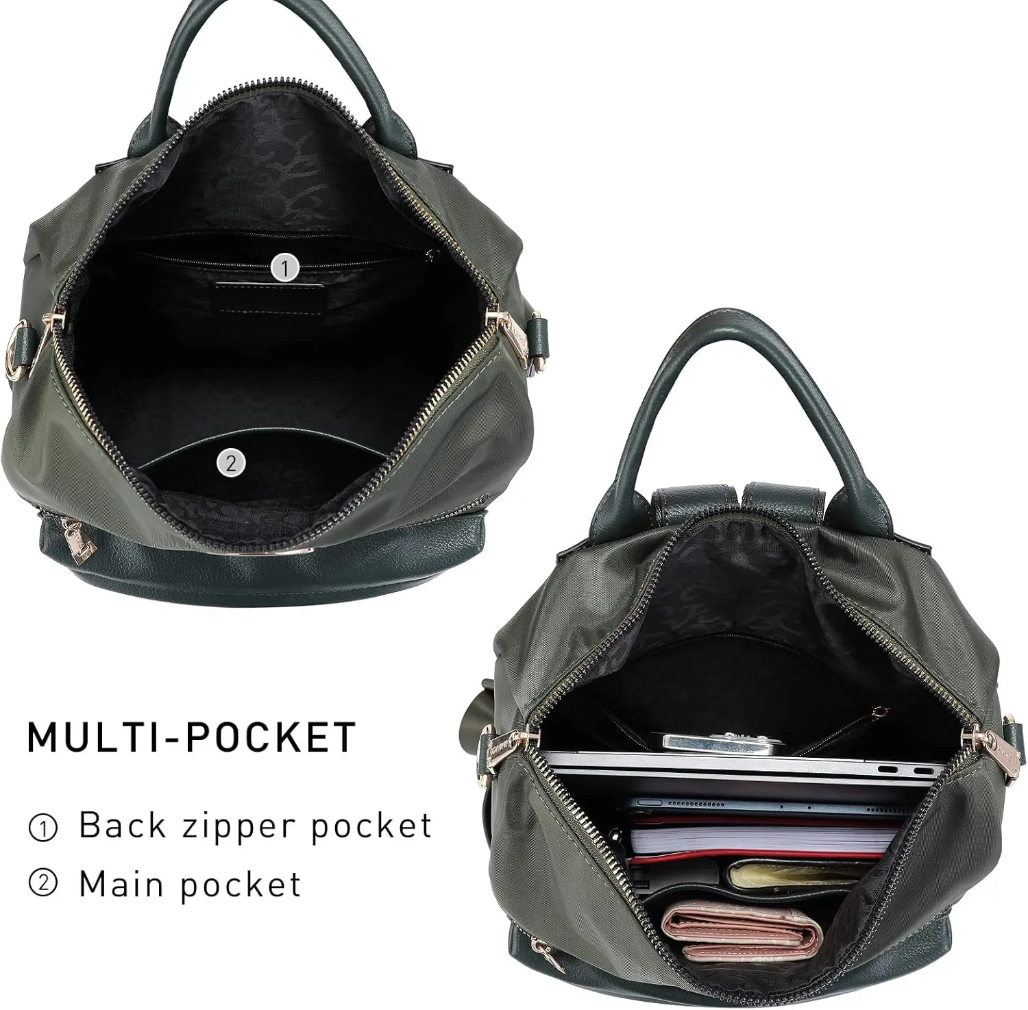 MKP COLLECTION Women Nylon Backpack Purse Convertible Large Ladies Designer Rucksack Travel Shoulder Bags Handbag 2PCS