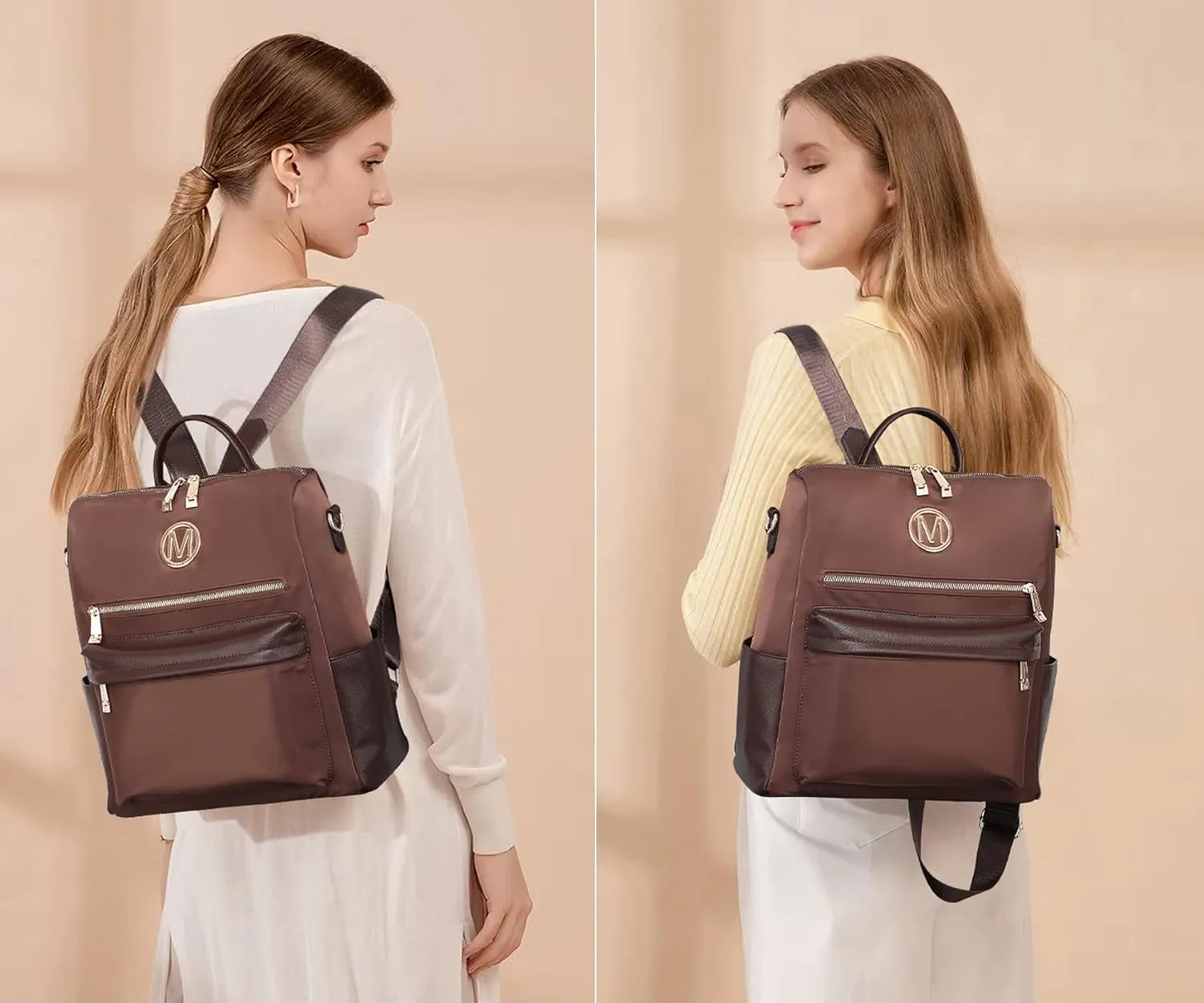 MKP COLLECTION Women Nylon Backpack Purse Convertible Large Ladies Designer Rucksack Travel Shoulder Bags Handbag 2PCS