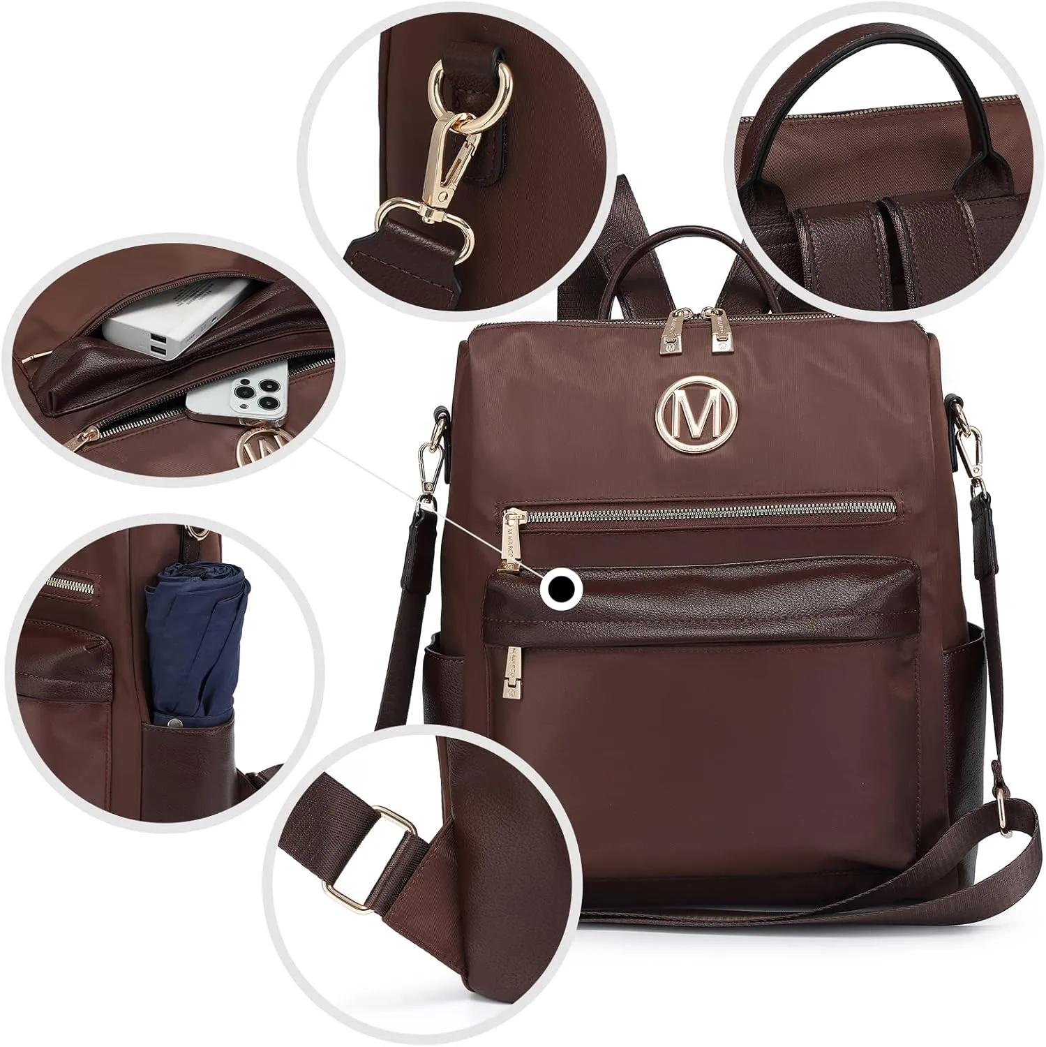 MKP COLLECTION Women Nylon Backpack Purse Convertible Large Ladies Designer Rucksack Travel Shoulder Bags Handbag 2PCS