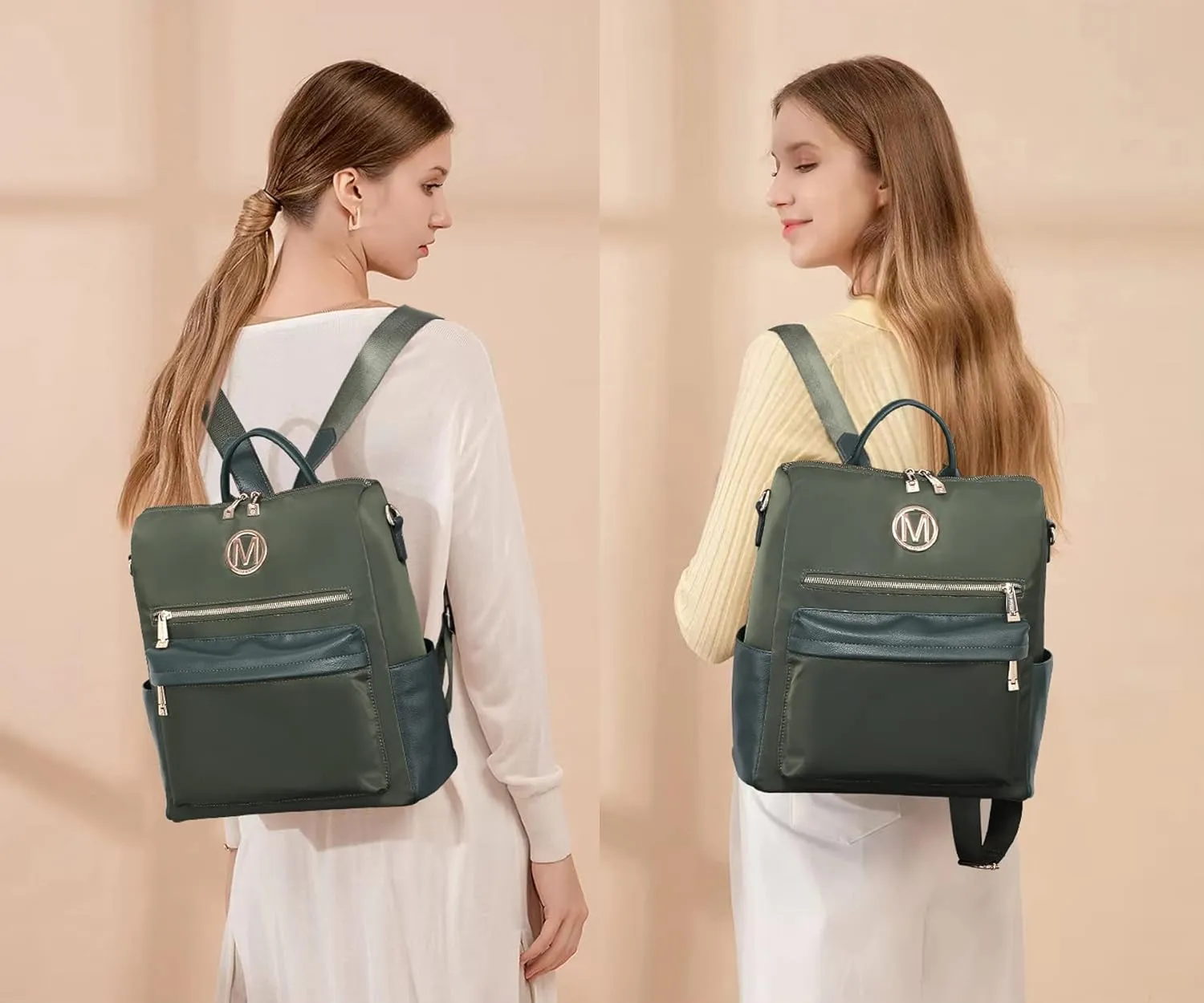 MKP COLLECTION Women Nylon Backpack Purse Convertible Large Ladies Designer Rucksack Travel Shoulder Bags Handbag 2PCS