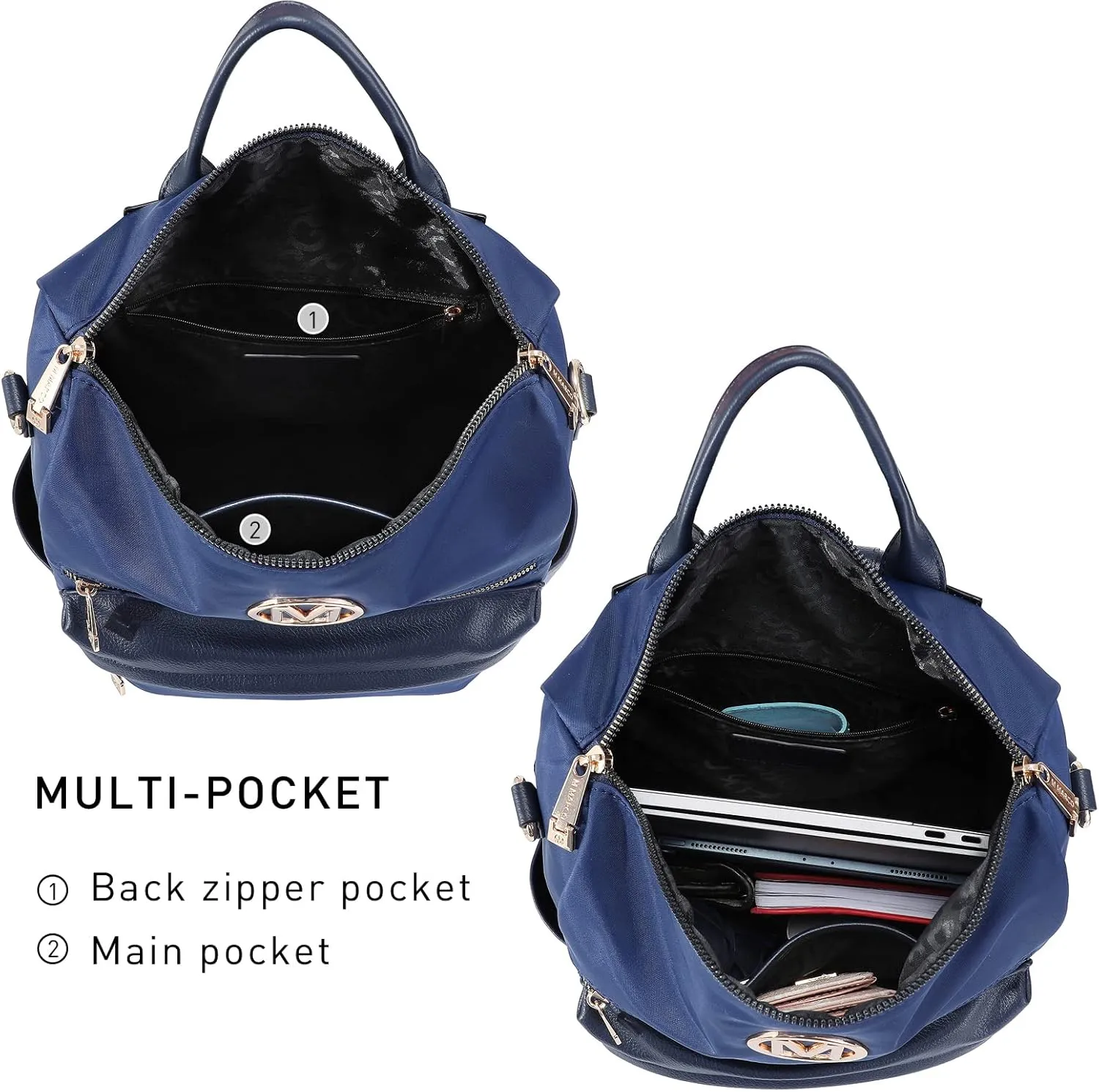 MKP COLLECTION Women Nylon Backpack Purse Convertible Large Ladies Designer Rucksack Travel Shoulder Bags Handbag 2PCS