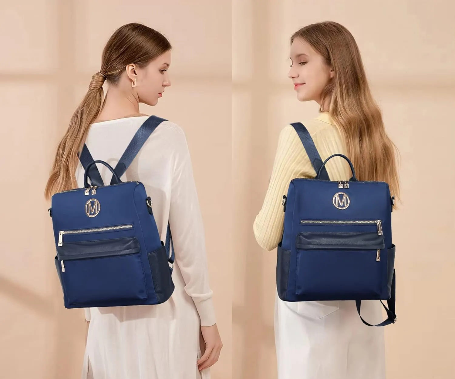 MKP COLLECTION Women Nylon Backpack Purse Convertible Large Ladies Designer Rucksack Travel Shoulder Bags Handbag 2PCS
