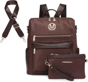 MKP COLLECTION Women Nylon Backpack Purse Convertible Large Ladies Designer Rucksack Travel Shoulder Bags Handbag 2PCS