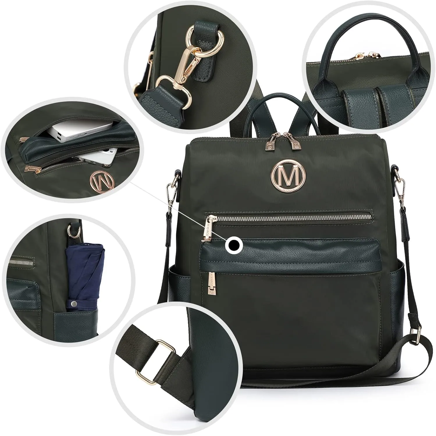 MKP COLLECTION Women Nylon Backpack Purse Convertible Large Ladies Designer Rucksack Travel Shoulder Bags Handbag 2PCS