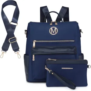 MKP COLLECTION Women Nylon Backpack Purse Convertible Large Ladies Designer Rucksack Travel Shoulder Bags Handbag 2PCS