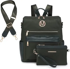 MKP COLLECTION Women Nylon Backpack Purse Convertible Large Ladies Designer Rucksack Travel Shoulder Bags Handbag 2PCS