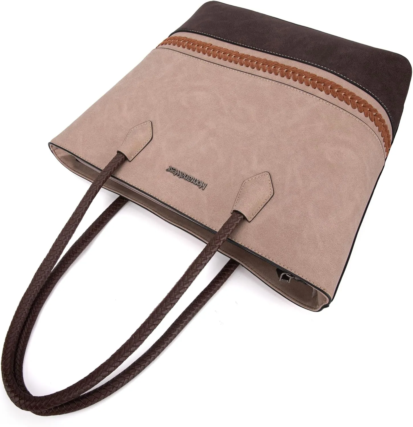 Montana West Woven Tote Bags for Women Medium Purses and Handbags with Concealed Carry Back Zipper Pocket