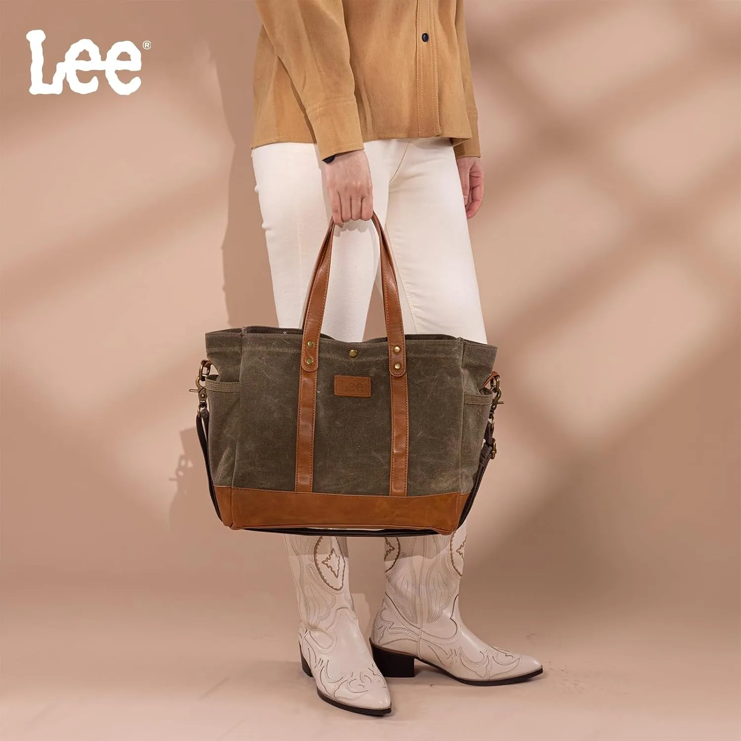 Montana West x Lee Tote Bag for Women Waxed Canvas Shoulder Handbags Crossbody Bag with Adjustable Strap