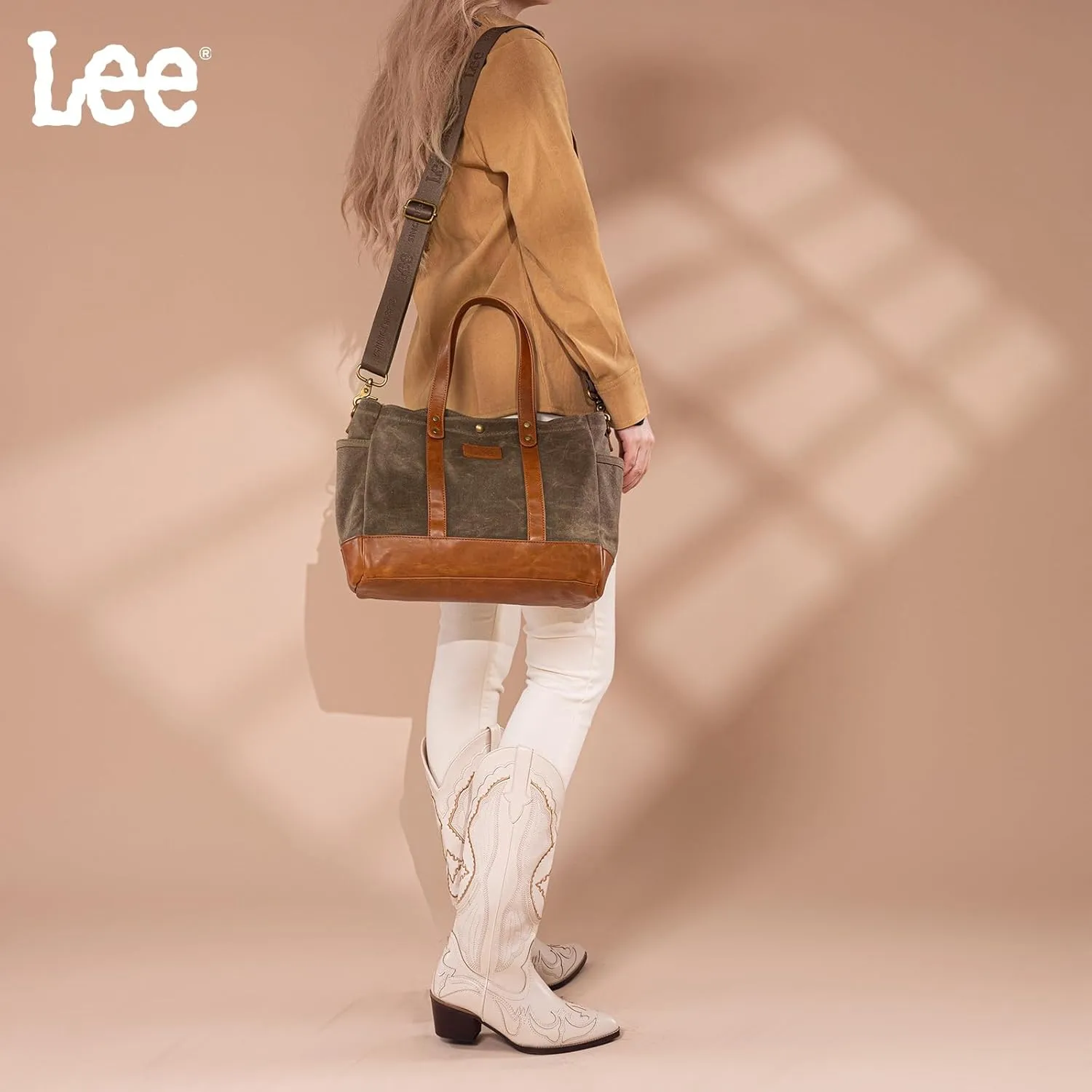 Montana West x Lee Tote Bag for Women Waxed Canvas Shoulder Handbags Crossbody Bag with Adjustable Strap