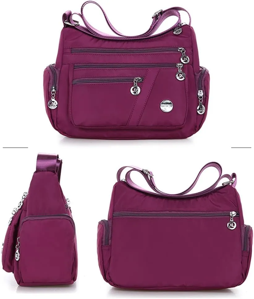 Mudono Crossbody Bag for Women Nylon Shoulder Purse Roomy Large Capacity Travel Purse Lightweight Messenger Satchel