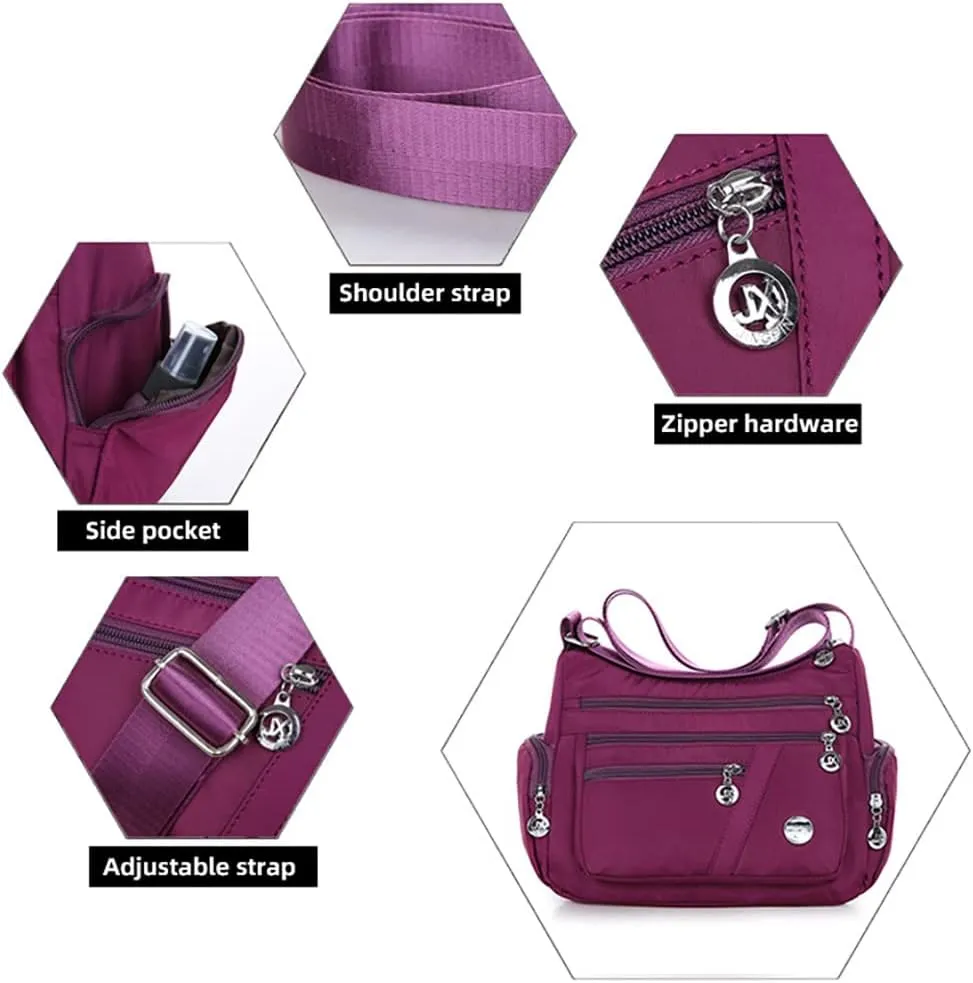 Mudono Crossbody Bag for Women Nylon Shoulder Purse Roomy Large Capacity Travel Purse Lightweight Messenger Satchel