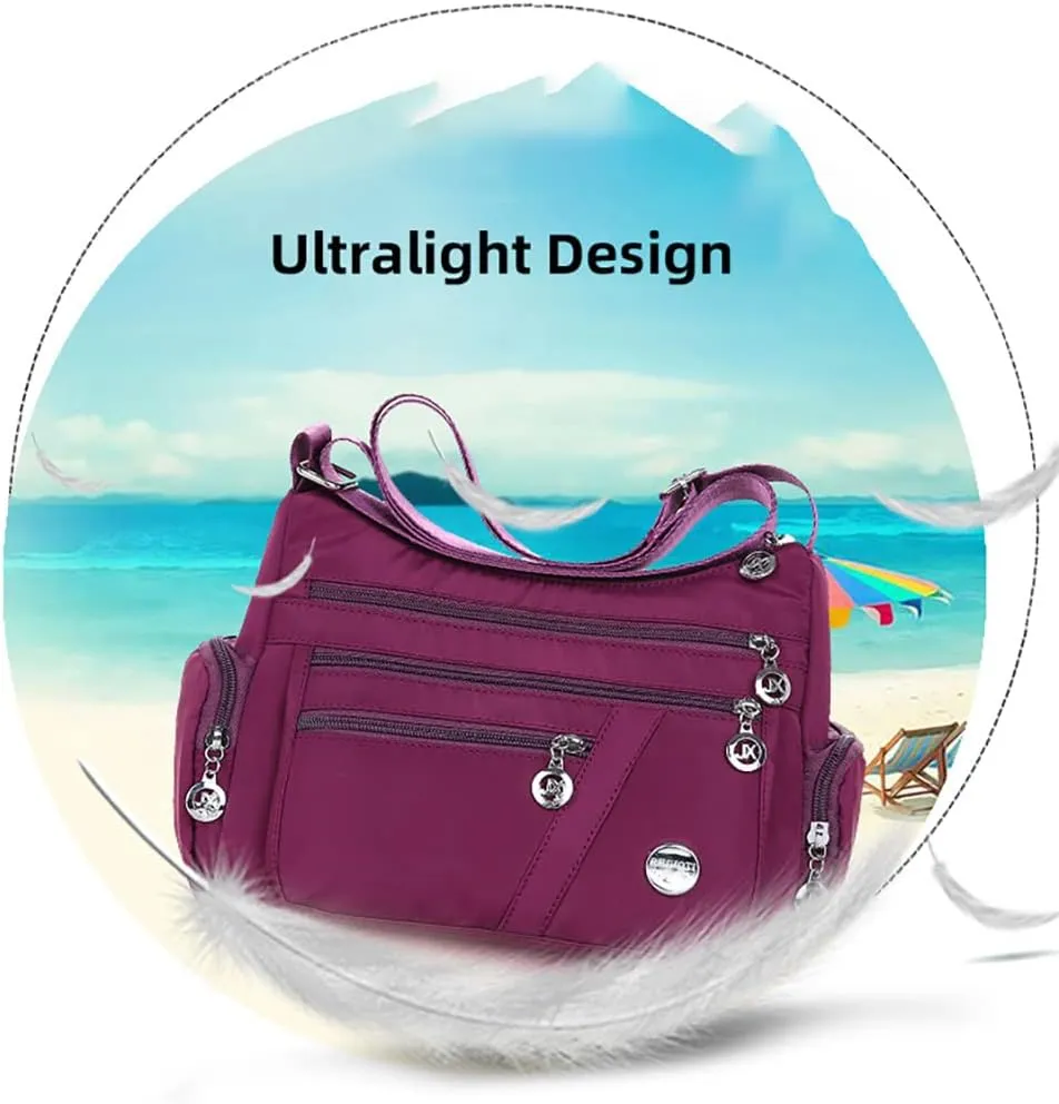 Mudono Crossbody Bag for Women Nylon Shoulder Purse Roomy Large Capacity Travel Purse Lightweight Messenger Satchel