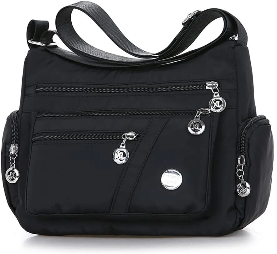 Mudono Crossbody Bag for Women Nylon Shoulder Purse Roomy Large Capacity Travel Purse Lightweight Messenger Satchel