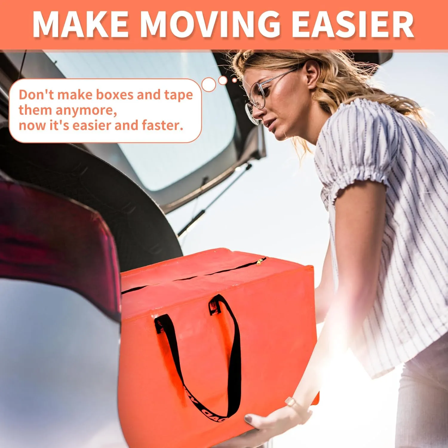 Multi Colors Moving Bags - 20 Pack Extra Large Heavy Duty Storage Bags With Zipper & Reinforce Handles | 29x14x13 Inch Moving Tote Bags Bulk For Clothing, Shoes, Travel