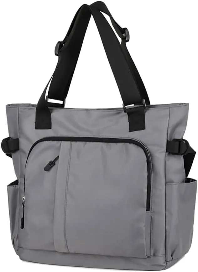 Multi Pocket Nylon Totes Handbag Large Shoulder Bag Travel Purse Bags For Women (X-Grey)