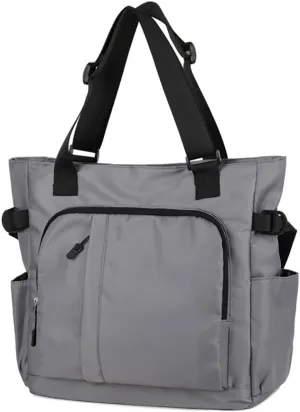 Multi Pocket Nylon Totes Handbag Large Shoulder Bag Travel Purse Bags For Women (X-Grey)
