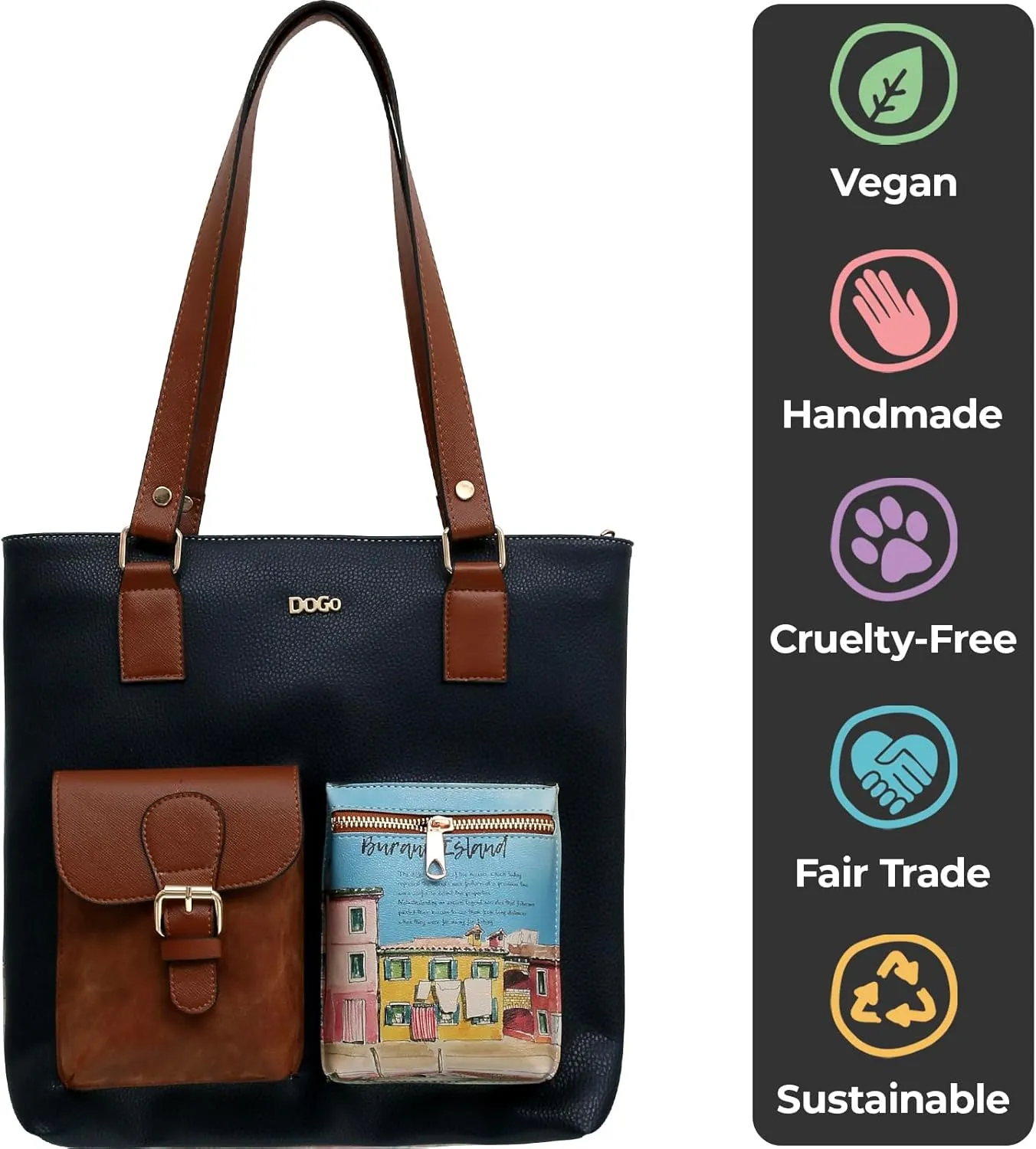 Multi Pocket Shoulder Bags for Women - Vegan Leather and Unique Design Handmade Womens Bags